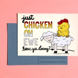 Chicken on Ewe Postcard