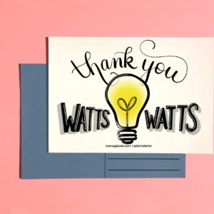 Thank You Watts and Watts postcard