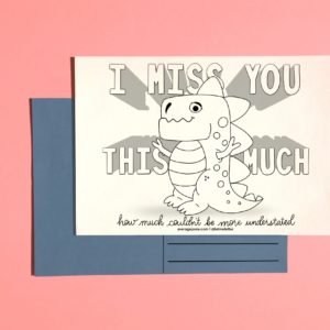 Miss you this Much T Rex Postcard