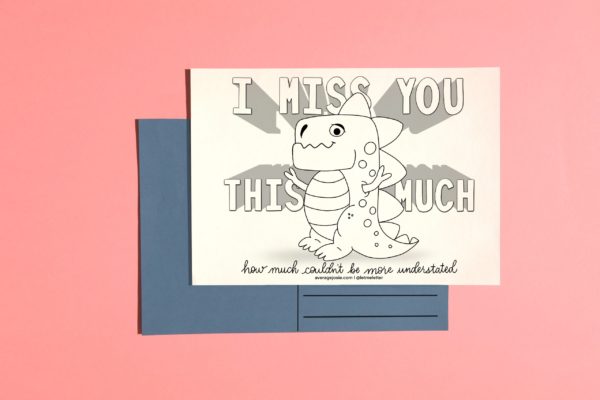 Miss you this Much T Rex Postcard